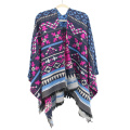 Magasin de mode Cachemire Tricoté Poncho Wraps Pashmina Femmes Hiver Écharpe Rayé Gland Chandail Chaud Châle Écharpes pour Dames